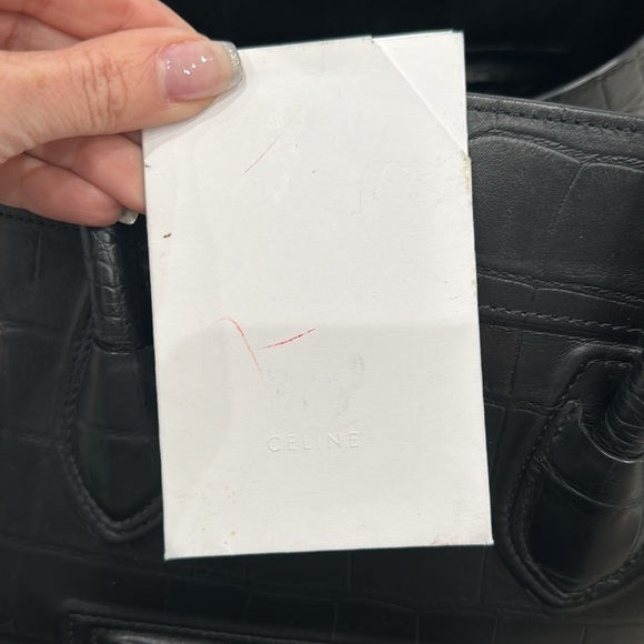 CELINE Crocodile Embossed Medium Phantom Luggage Black *AUTHENTIC* - Picture 8 of 8